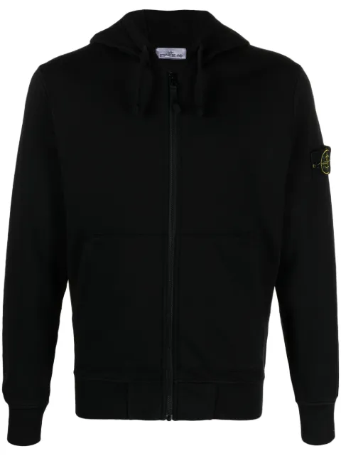 Stone Island logo-patch zip-up hoodie