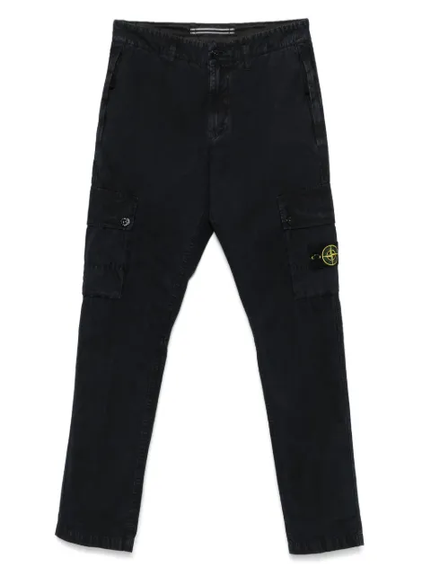 Stone Island 3100053 brushed organic cotton canvas old-effect slim-fit cargo trousers with zip pockets