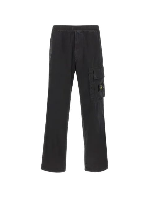 Stone Island 3100036 stretch-organic-broken-twill-cotton old-effect loose-fit- joggers with drawstring cuffs