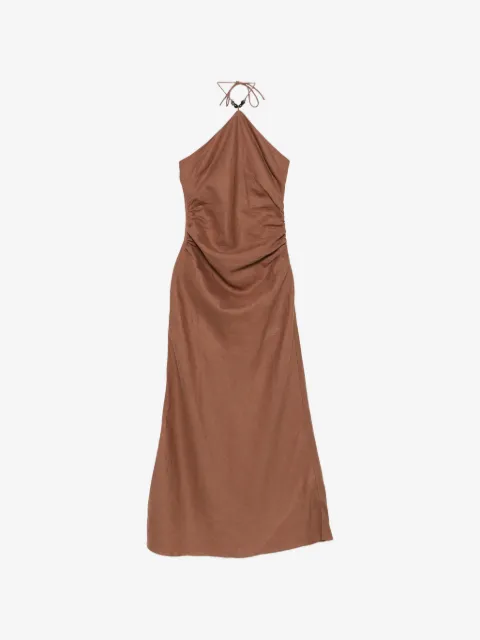 Faithfull Natalia beaded-halterneck midi dress