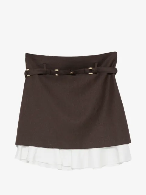 SANDRO Allison ruffle-trim belted wool skirt