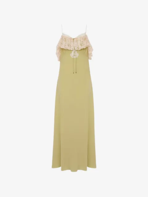 Chloé lace-trim silk maxi dress
