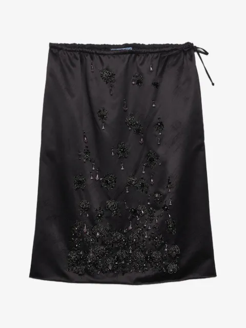 Prada satin skirt with embroidery