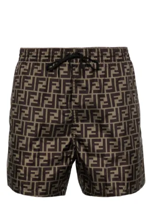 FENDI logo-pattern swim shorts