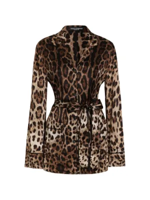 Dolce & Gabbana leopard-print belted pajama shirt