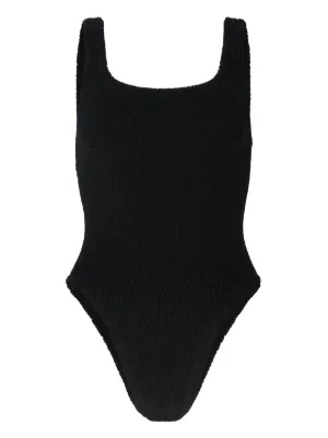 Hunza G crinkle-effect square-neck swimsuit