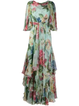 Dolce & Gabbana floral print draped neck dress