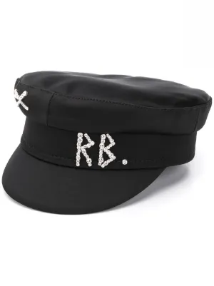 Ruslan Baginskiy rhinestone logo breton hat