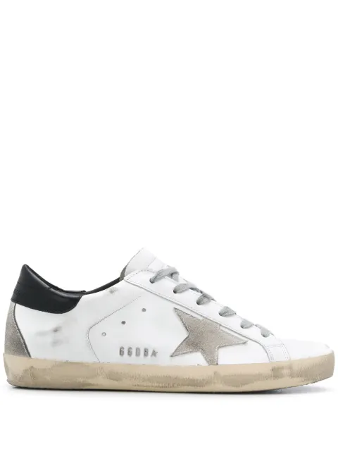 Golden Goose Super-Star trainers with black heel tab and metal stud lettering