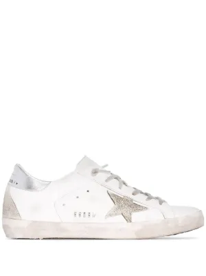 Golden Goose Super-Star trainers with silver heel tab and metal stud lettering