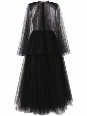 Dolce & Gabbana cape-detail tulle midi dress