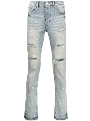 Purple Brand P001 paint splatter slim-fit jeans