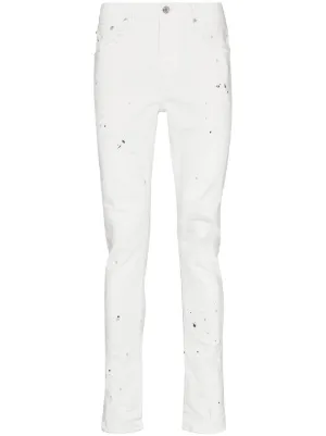 Purple Brand paint splatter-print skinny-cut jeans
