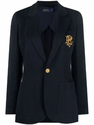 Polo Ralph Lauren embroidered-monogram double-knit blazer