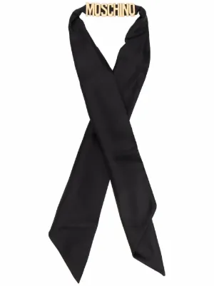 Moschino logo-plaque silk scarf