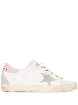 Golden Goose Super-Star trainers with gray suede star and pink leather heel tab