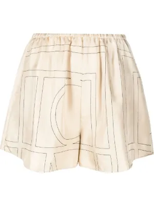 TOTEME monogram silk pj shorts ivory