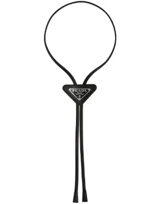 Prada  triangle-logo leather bolo tie
