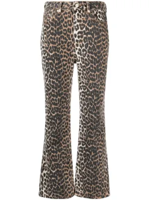 GANNI leopard-print cropped jeans