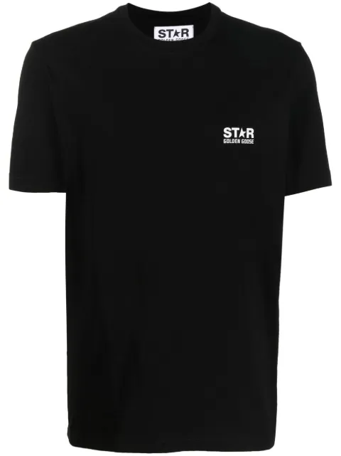 Golden Goose black Star Collection T-shirt with contrasting white logo and star