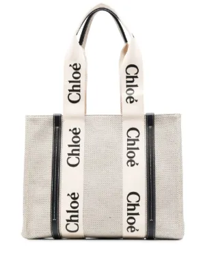Chloé Woody logo-tape tote bag
