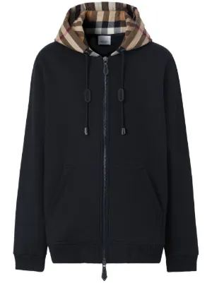 Burberry Check hood cotton zip hoodie