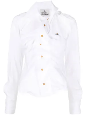 Vivienne Westwood draped Orb-embroidered shirt