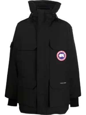 Canada Goose logo-patch hooded down jacket