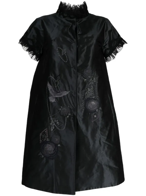 SHIATZY CHEN silk embroidered ruffle-trim coat