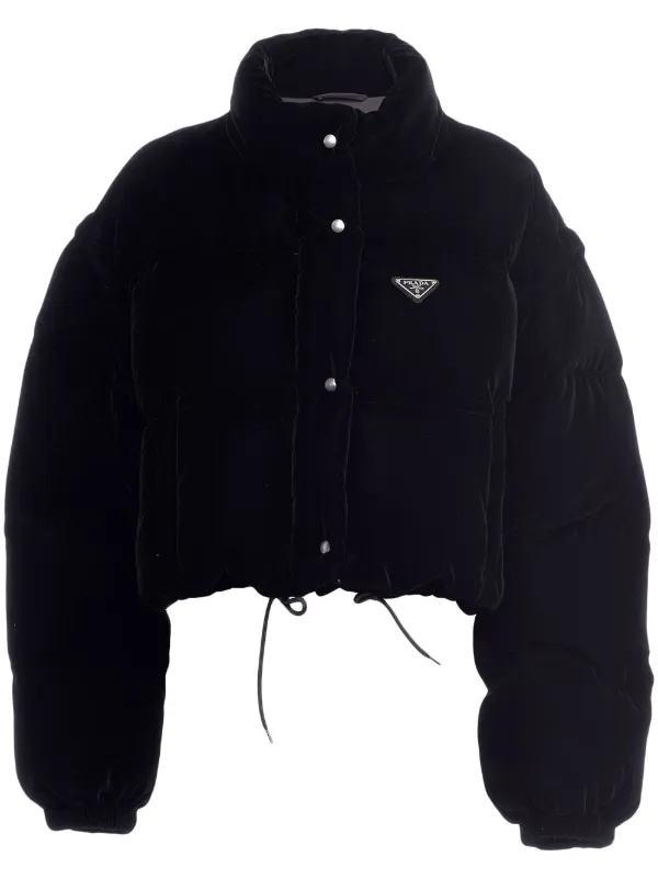 Prada convertible cropped velvet down jacket