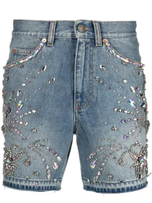 Gucci crystal-embellished denim shorts 