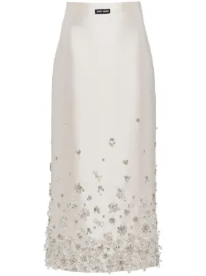 Miu Miu floral-embellished midi skirt