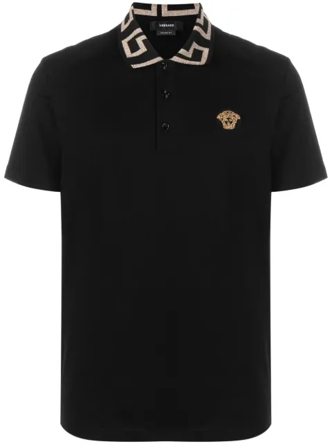 Versace embroidered cotton piqué polo