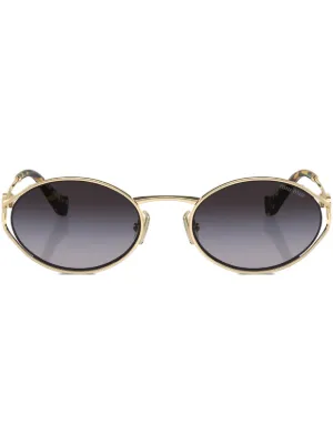 Miu Miu Eyewear logo-plaque oval-frame sunglasses