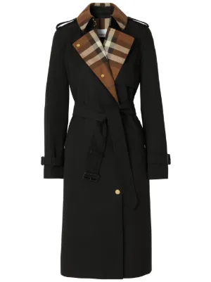 Burberry check-panel gabardine trench coat