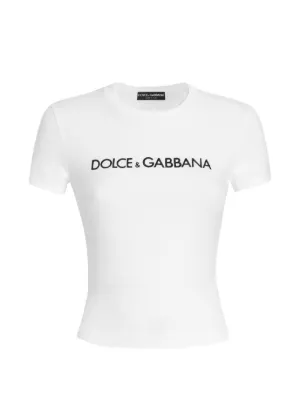 Dolce & Gabbana logo-embroidered stretch-cotton T-shirt