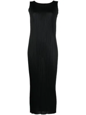 Pleats Please Issey Miyake sleeveless pleated midi dress