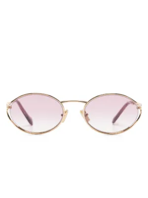 Miu Miu Eyewear logo-plaque oval-frame sunglasses