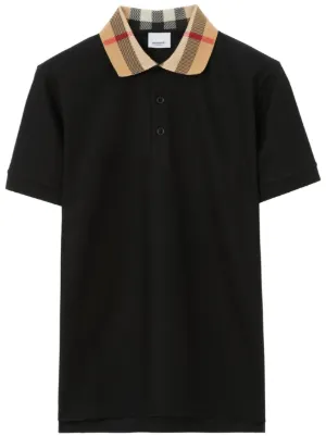 Burberry Check collar cotton polo shirt
