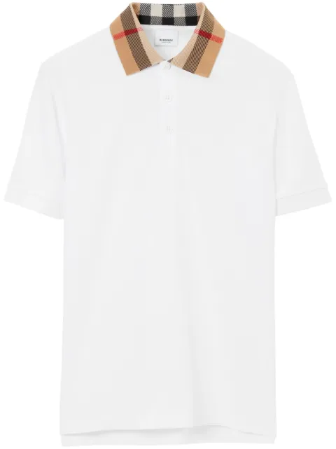 Burberry Check collar cotton polo shirt