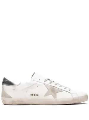 Golden Goose Super-Star trainers with silver heels tab and lettering