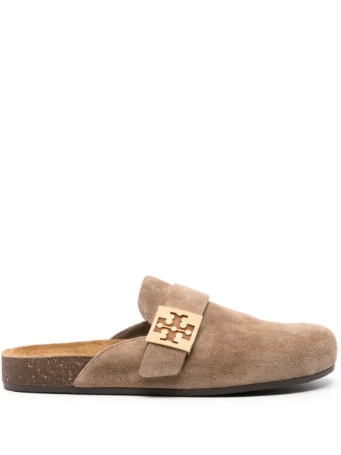 Tory Burch logo-plaque suede mules 