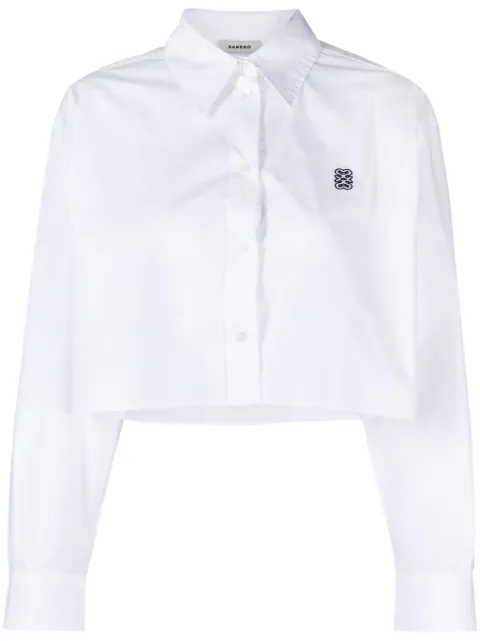 SANDRO crop poplin cotton shirt 