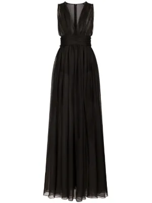 Dolce & Gabbana pleated semi-sheer gown
