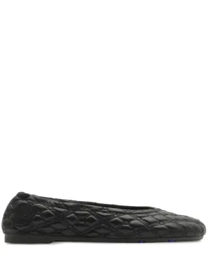 Burberry Equestrian Knight-embroidered leather ballerina shoes 