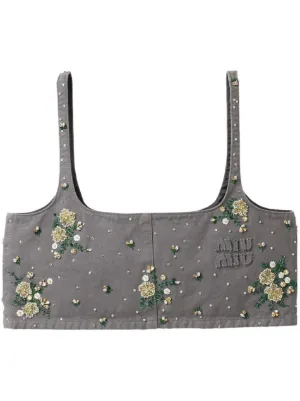 Miu Miu floral-embellished crop top