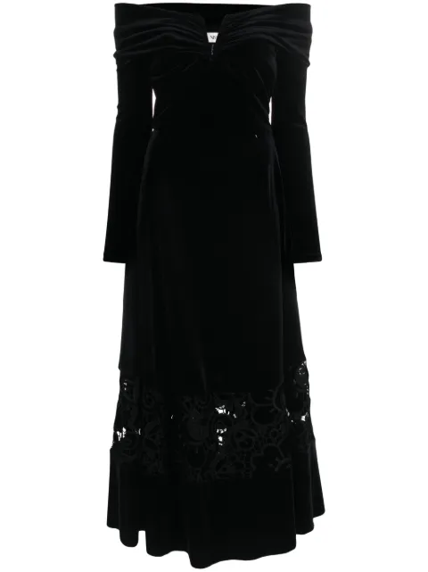 NISSA lace-detailing velvet-finish dress