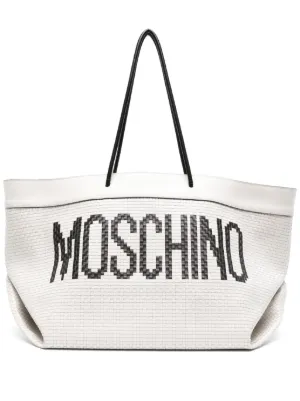 Moschino logo-print interwoven tote bag