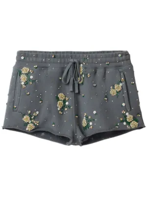 Miu Miu floral-embroidered cotton shorts