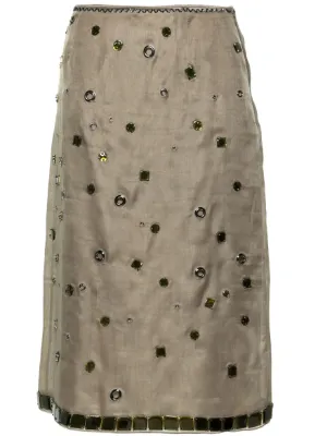 Prada crystal-embellished silk midi skirt
